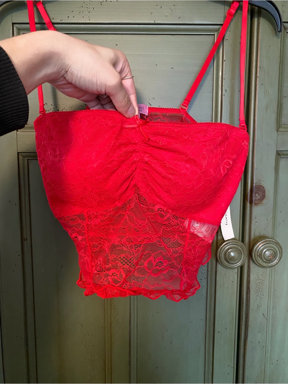 NWT mi ami red lace bralette